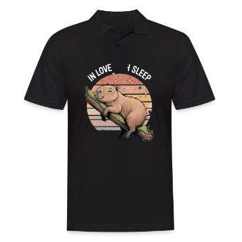 Cute Capybara Sleep Design - Men's Polo Shirt - black - Front - Kai (181cm)