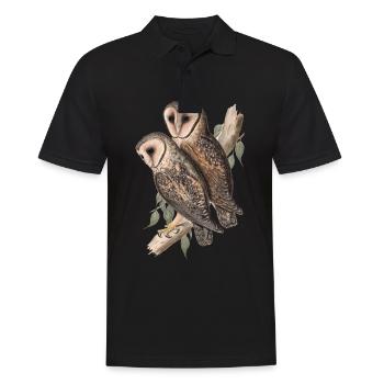 Eule Eulenpärchen Schleiereule - Männer Poloshirt - Schwarz - Vorne - Kai (181cm)