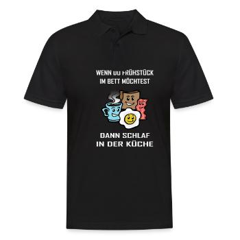 Funny Breakfast Quote Gift Idea Funny - Men's Polo Shirt - black - Front - Kai (181cm)