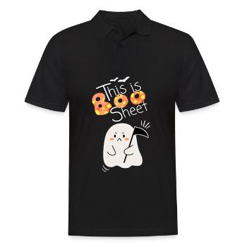 This Is Boo Sheet. Cute Angry Ghost. - Men's Polo Shirt - black - Front - Kai (181cm)