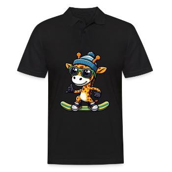 Snowboard Girafe, Animal Des Sports D’hiver - Polo Homme - noir - Devant - Kai (181cm)