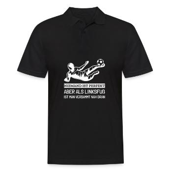 Fußball Linksfuß Volley Fussball Spieler Geschenk - Männer Poloshirt - Schwarz - Vorne - Kai (181cm)