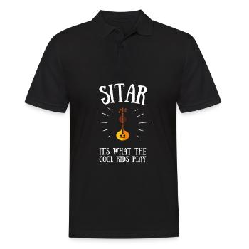 Sitar Instrument Indian Hindustani Music String - Männer Poloshirt - Schwarz - Vorne - Kai (181cm)
