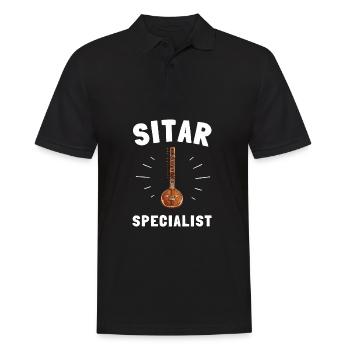 Sitar Instrument Indian Hindustani Music String - Männer Poloshirt - Schwarz - Vorne - Kai (181cm)