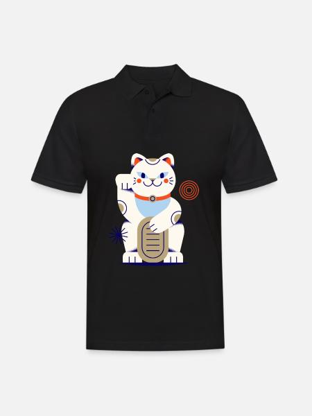 Maneki Neko, Gatto, Gatto fortunato, Neko, Giapponese - Polo da uomo - nero