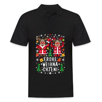 207 Cerf Rudolph Rudolphine Joyeux Noël - Polo Homme - noir - Devant - Kai (181cm)