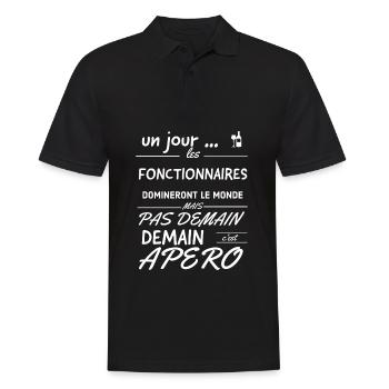 Un jour les FONCTIONNAIRES domineront le monde - Polo Homme - noir - Devant - Kai (181cm)