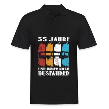 Busfahrer 55 Jahre Busfahren 55 Geburtstag Spruch - Männer Poloshirt - Schwarz - Vorne - Kai (181cm)
