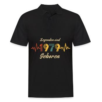 Geburtstag Baujahr 1979 Herzschlag Vintage Spruch - Männer Poloshirt - Schwarz - Vorne - Kai (181cm)