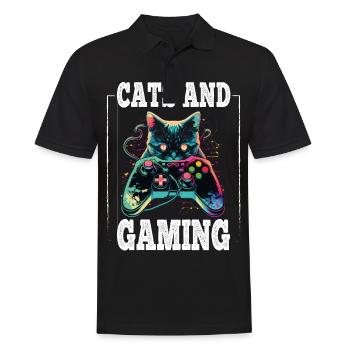 Cats and Gaming Cat Kitten Controller Gaming - Men's Polo Shirt - black - Front - Kai (181cm)