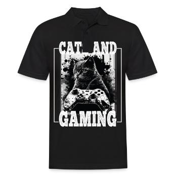 Cats and Gaming Cat Kitten Controller Gaming - Men's Polo Shirt - black - Front - Kai (181cm)
