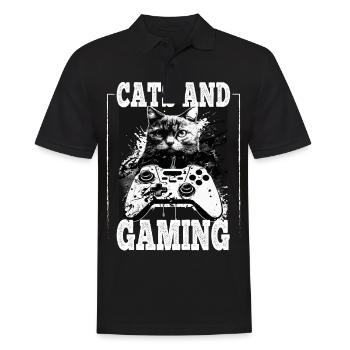 Cats and Gaming Cat Kitten Controller Gaming - Men's Polo Shirt - black - Front - Kai (181cm)