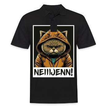 Nein! Katze Büro Morgenmuffel Sarkasmus Kollege - Männer Poloshirt - Schwarz - Vorne - Kai (181cm)