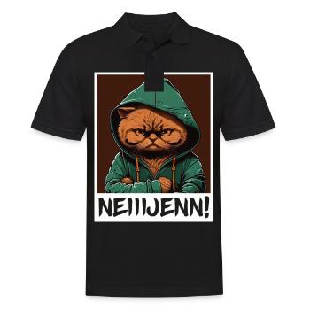 Nein! Katze Büro Morgenmuffel Sarkasmus Kollege - Männer Poloshirt - Schwarz - Vorne - Kai (181cm)