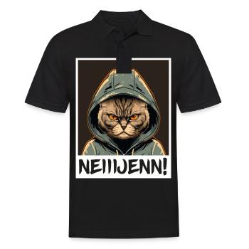 Nein! Katze Büro Morgenmuffel Sarkasmus Kollege - Männer Poloshirt - Schwarz - Vorne - Kai (181cm)