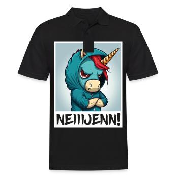 Nein! Einhorn Morgenmuffel Sarkasmus Kollege - Männer Poloshirt - Schwarz - Vorne - Kai (181cm)
