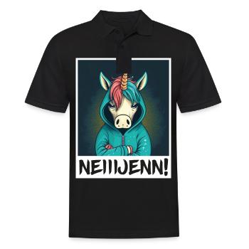Nein! Einhorn Morgenmuffel Sarkasmus Kollege - Männer Poloshirt - Schwarz - Vorne - Kai (181cm)