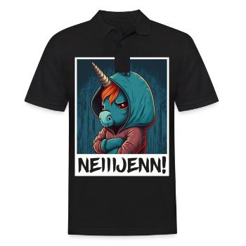 Nein! Einhorn Morgenmuffel Sarkasmus Kollege - Männer Poloshirt - Schwarz - Vorne - Kai (181cm)