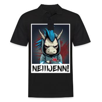 Nein! Einhorn Morgenmuffel Sarkasmus Kollege - Männer Poloshirt - Schwarz - Vorne - Kai (181cm)