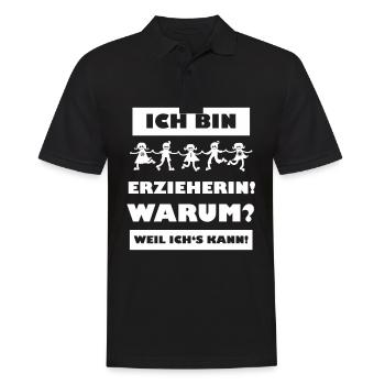 Ich bin Erzieherin weil ichs kann - Männer Poloshirt - Schwarz - Vorne - Kai (181cm)