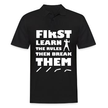 break the rules - Men's Polo Shirt - black - Front - Kai (181cm)