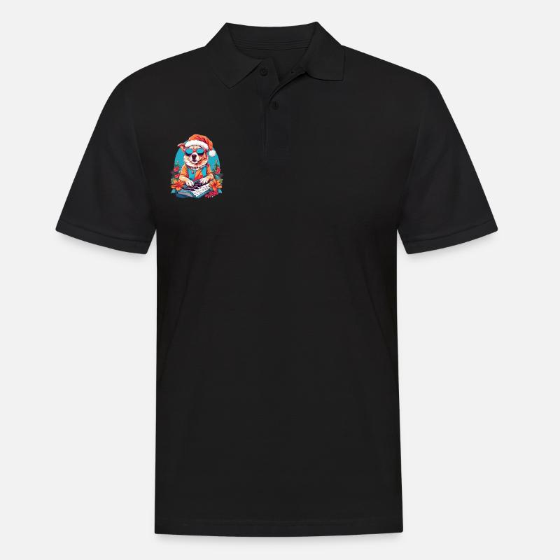 Hund mit Piano - Männer Poloshirt - Schwarz