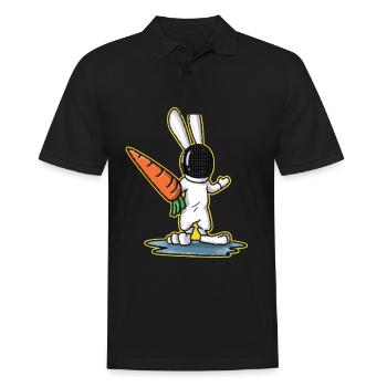 J'adore escrime lapin cadeau de carotte de Pâques - Polo Homme - noir - Devant - Kai (181cm)