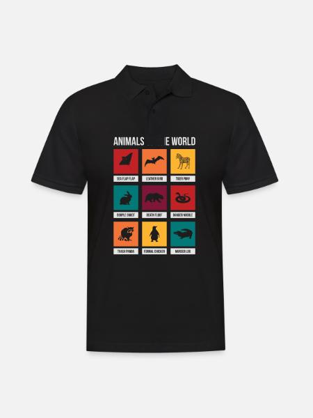 Tiere der Welt Lustige Tiernamen Geschenk - Männer Poloshirt - Schwarz