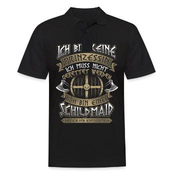 Schildmaid Keine Prinzessin Wikinger Geschenk - Männer Poloshirt - Schwarz - Vorne - Kai (181cm)