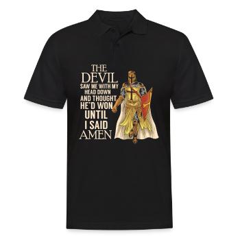 Kreuzritter Ritter Christ Christentum Spruch Zitat - Männer Poloshirt - Schwarz - Vorne - Kai (181cm)