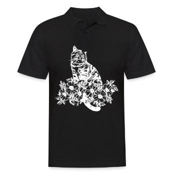Süße Katze und Blumen - Polo Homme - noir - Devant - Kai (181cm)