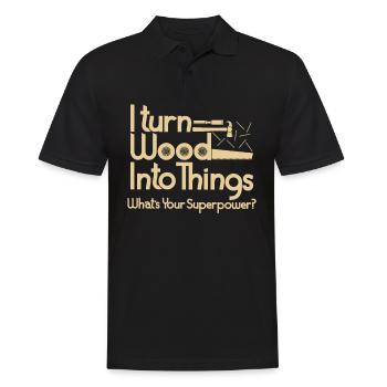 Wood super powers joiner carpenter gift - Men's Polo Shirt - black - Front - Kai (181cm)