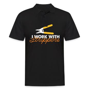 Ich arbeite mit Stripper Elektriker Geschenk - Männer Poloshirt - Schwarz - Vorne - Kai (181cm)