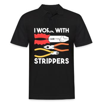 Ich arbeite mit Stripper Elektriker Geschenk - Männer Poloshirt - Schwarz - Vorne - Kai (181cm)