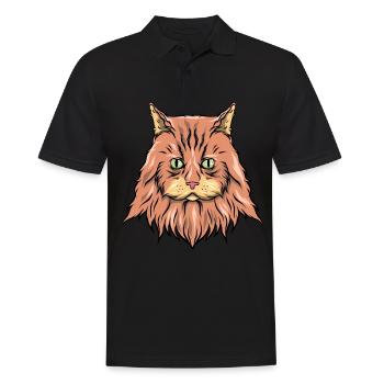 Norwegian Forest Cat Cat Kitten Cat Head - Men's Polo Shirt - black - Front - Kai (181cm)