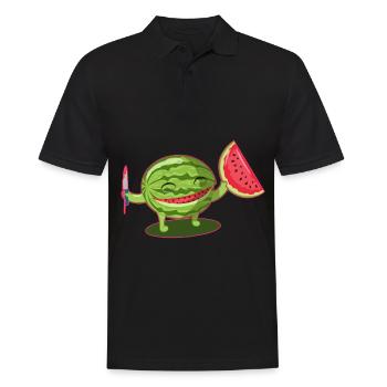 Melone Wassermelone Honigmelone Essen Geschenk - Männer Poloshirt - Schwarz - Vorne - Kai (181cm)