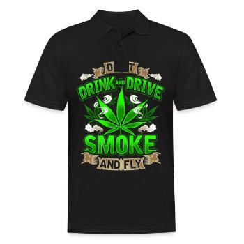 Weed smoke marijuana cannabis hemp gift - Men's Polo Shirt - black - Front - Kai (181cm)