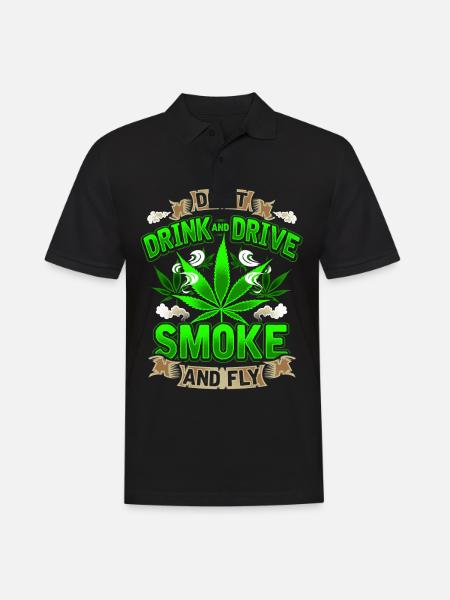 Weed smoke marijuana cannabis hemp gave - Poloskjorte for menn - svart