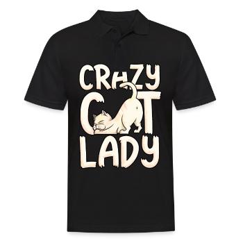 Dame folle chat chaton cadeau maman fille - Polo Homme - noir - Devant - Kai (181cm)