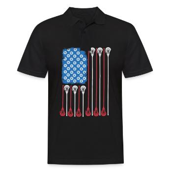 Lacrosse Lacross Lacrosse Player USA Flag - Polo Homme - noir - Devant - Kai (181cm)