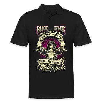 Biker Biker Motorcycle Motorcyclist Chick Woman - Men's Polo Shirt - black - Front - Kai (181cm)