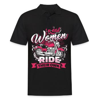 Biker Bikerin Motorrad Motorradfahrerin Frau - Männer Poloshirt - Schwarz - Vorne - Kai (181cm)