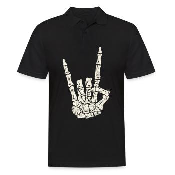 Squelette Rockfinger Rocker Hard Metal Heavy Metal - Polo Homme - noir - Devant - Kai (181cm)