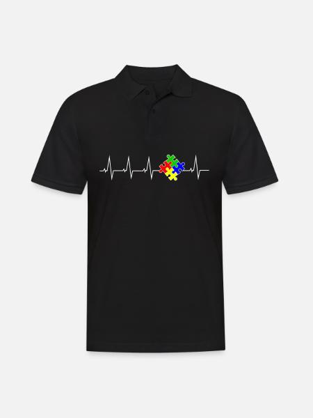 Rythme cardiaque Asperger autiste autiste autiste - Polo Homme - noir