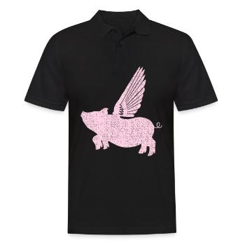 Cochon volant cochon chanceux ailes - Polo Homme - noir - Devant - Kai (181cm)