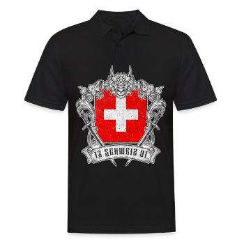 Schweiz Helvetia Patriot Schweizerkreuz Drache - Männer Poloshirt - Schwarz - Vorne - Kai (181cm)