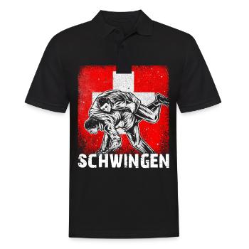 Schweiz Tradition Patriot Schwingen Schweizerkreuz - Männer Poloshirt - Schwarz - Vorne - Kai (181cm)