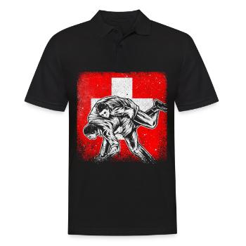 Schweiz Tradition Patriot Schwingen Schweizerkreuz - Männer Poloshirt - Schwarz - Vorne - Kai (181cm)