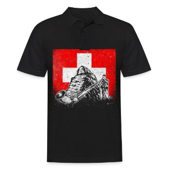 Schweiz Schweizer Alphorn Musik Matterhorn - Männer Poloshirt - Schwarz - Vorne - Kai (181cm)