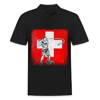 Schweiz Hornussen Nationalsport Tradition - Männer Poloshirt - Schwarz - Vorne - Kai (181cm)